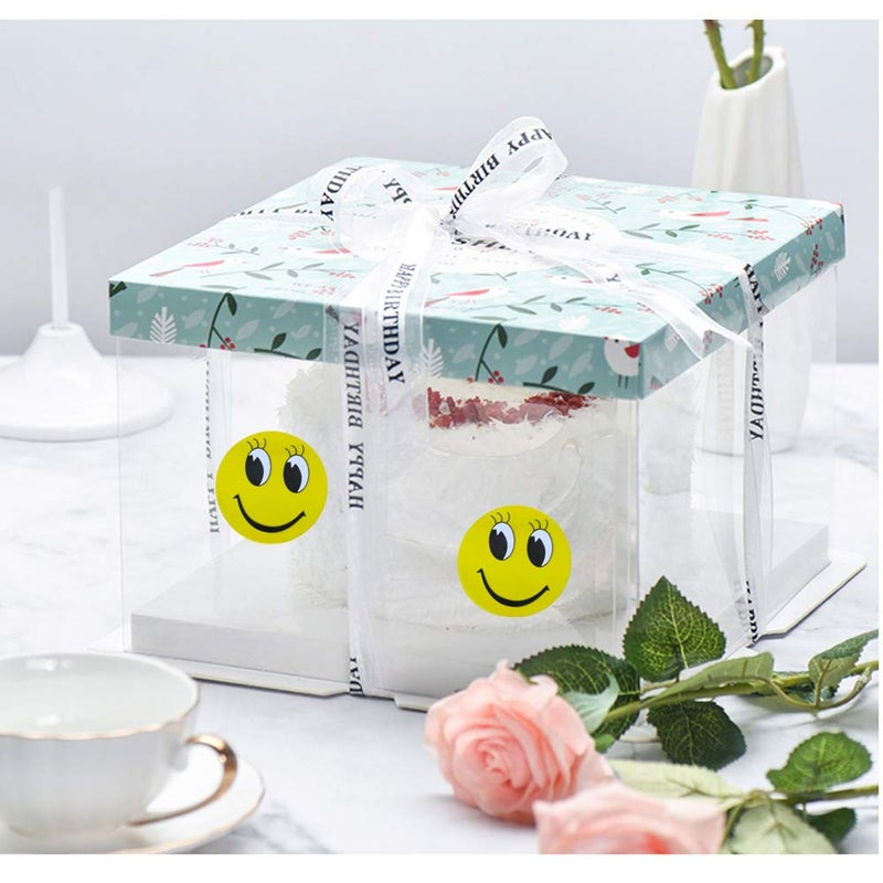 Hybsk Yellow Happy Face with Eyelash Happy Stickers 1.5" Round Teacher Labels 500 Total Per Roll - Image 5
